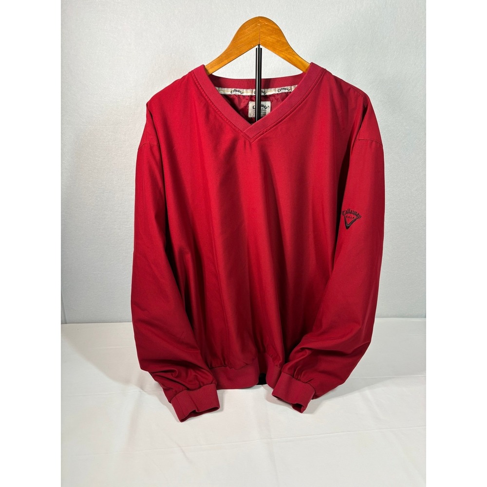 Callaway Golf Sport Outerwear Mens XL Red V-Neck Windbreaker Pullover Jacket